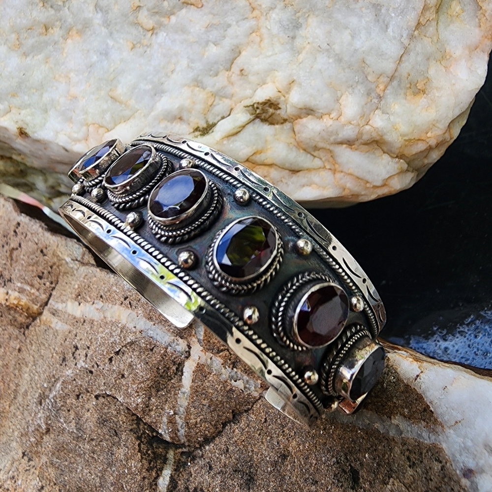 Solid Heavy Oxidized Sterling Silver 925 Silver B… - image 5